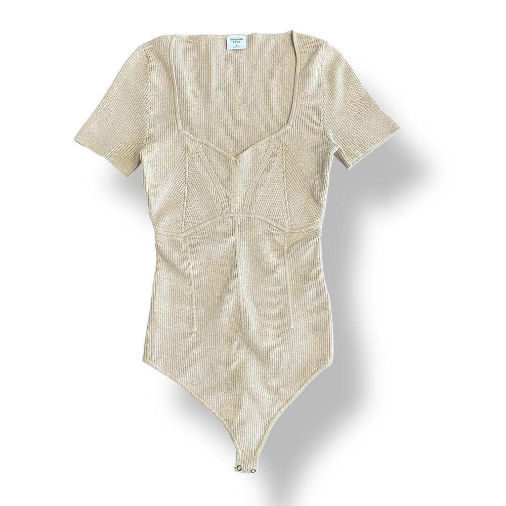 Abercrombie & Fitch Sweetheart Corset Knit Bodysuit Women’s Size M Tan